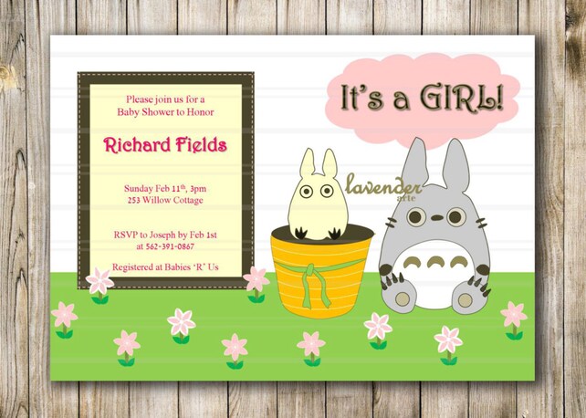 Baby Shower Invitation New Baby Invite Totoro In The Fields