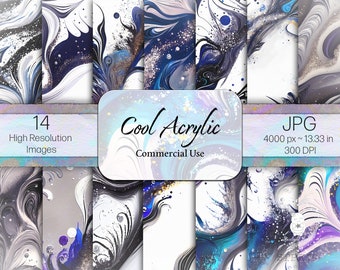 Abstract Liquid Acrylic Swirl Textures, Seamless Digital Paper (Commercial Use)