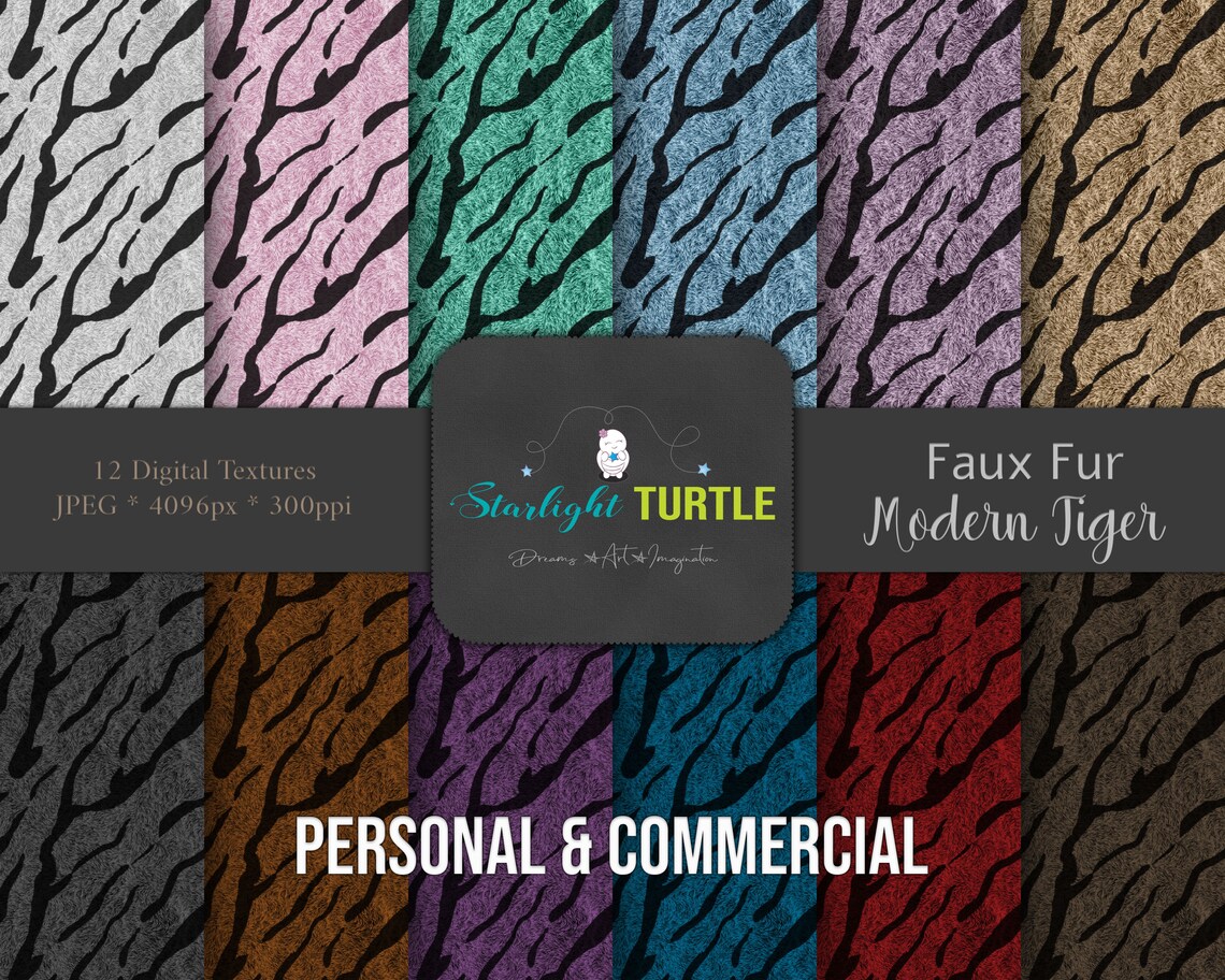 12 High Resolution 4096px 300ppi JPEG Faux Fur Modern Tiger | Etsy