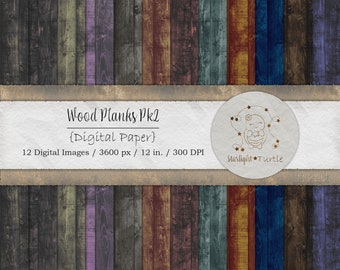 Dark Wood Planks Digital Paper, Seamless Textures (Digital Download)