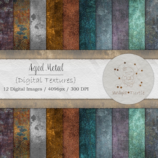 Aged Metal, Worn, Copper, Silver, Gold, Grungy, Shiny, Glass, Digital Textures, Digital Art, Instant Download, Commercial Use