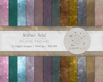Abstract Metal Textures, Shiny Copper Gold Silver Backgrounds (Digital Download)