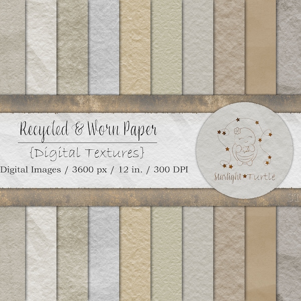 Recycled Aged Worn Paper, Digital Paper, Texture, Seamless, Ivory, Beige, Neutral, PNG, JPG, Scrapbooking, Printable, Commercial Use