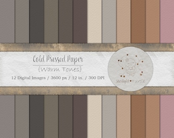 Warm Tone Cold Pressed Paper Textures, Beige Brown Tan (Digital Art)