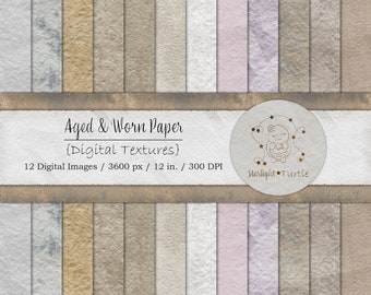 Aged Paper Textures, Neutral Tones, Scrapbooking Backgrounds (Digital Paper)
