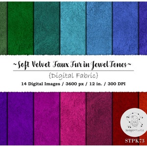Soft Velvet Faux Fur in Jewel Tones, Digital Textures, Digital Paper, Soft, Plush, Digital Material, Printable, Crafts, Commercial Use