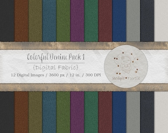 Colorful Denim Textures, Digital Fabric Pack (Digital Download)