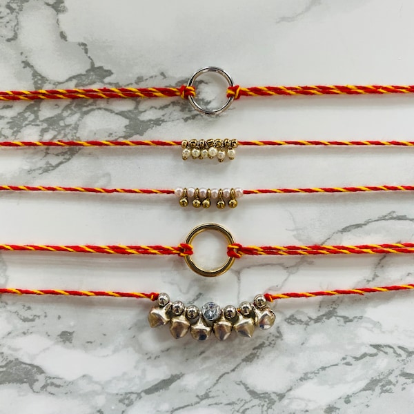 Assorted Red Thread Tie Bracelets / Gaana, Ghungroo Style / Mehndi, Sangeet, Mayian Night