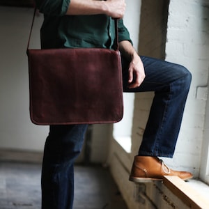 Custom Dane Men's Leather Messenger Bag image 1