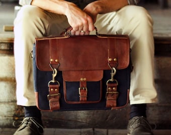 Custom Mens Leather Messenger Bag Montauk CXP