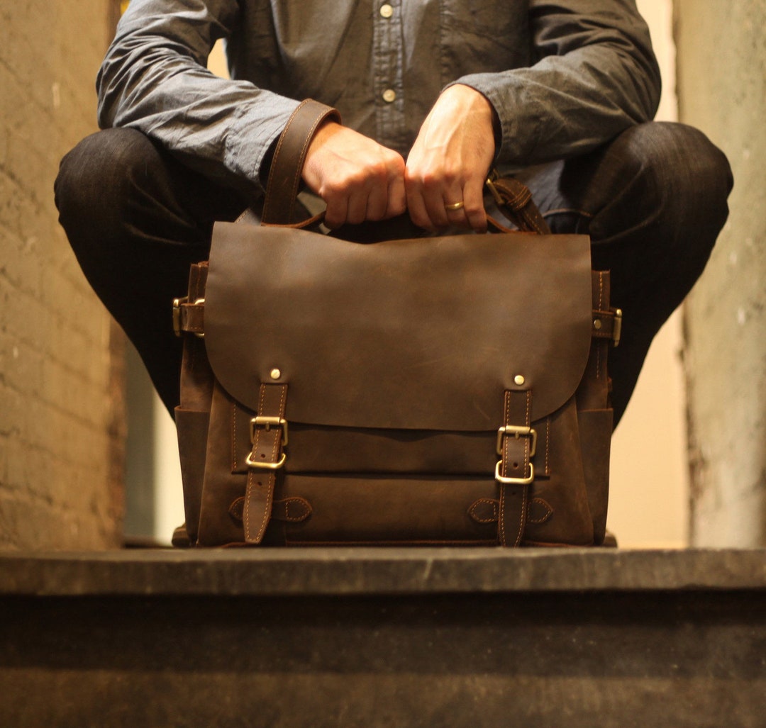 Madison Leather Laptop Messenger Bag - Etsy