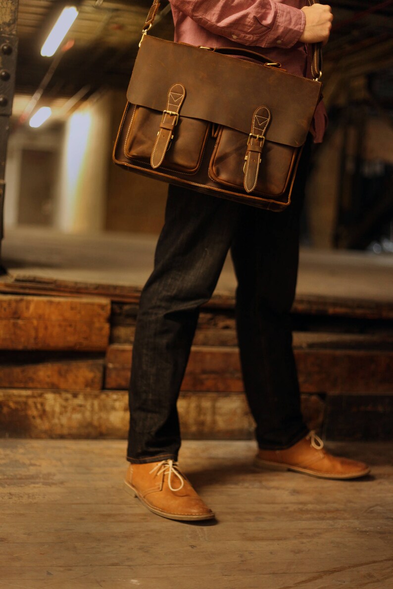 Custom Danbury Men's Leather Messenger Bag image 4