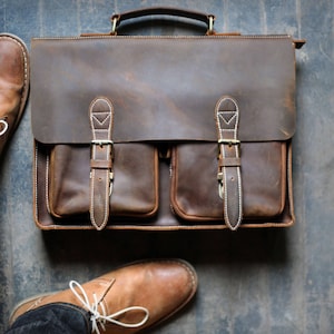 Custom Danbury Men's Leather Messenger Bag image 1