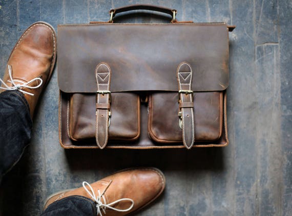 Custom Danbury Men's Leather Messenger Bag | Etsy