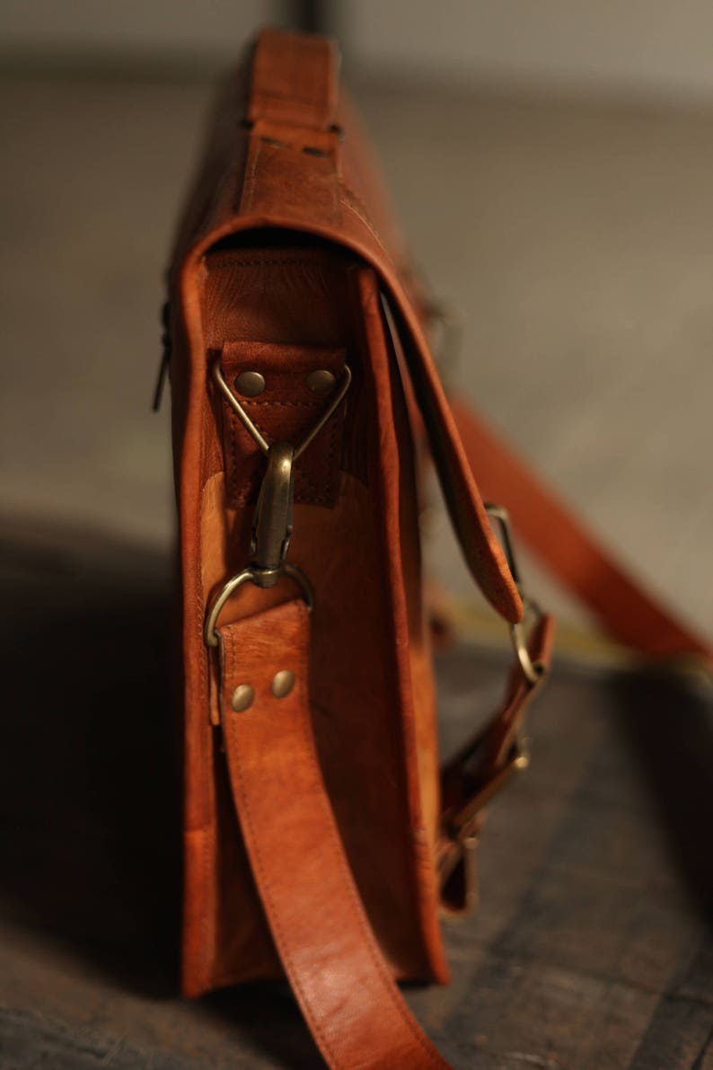 Custom Calgary Men's Leather Messenger Bag image 4