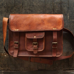 Custom Front Pocket Men's Leather Messenger Bag - Etsy