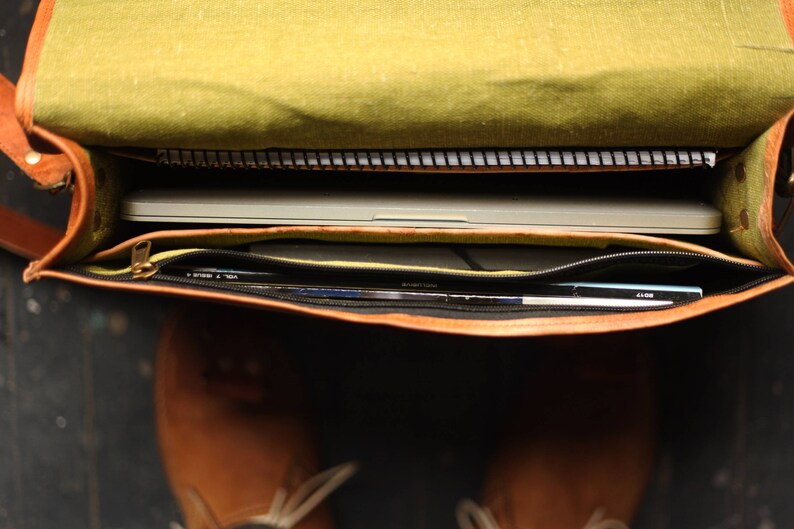 Custom Calgary Men's Leather Messenger Bag Etsy