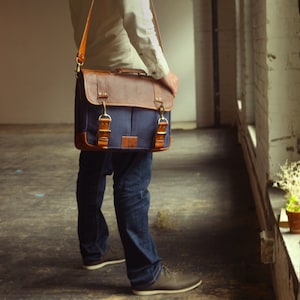 Custom Montauk Man Bag Men's Leather Messenger imagem 4