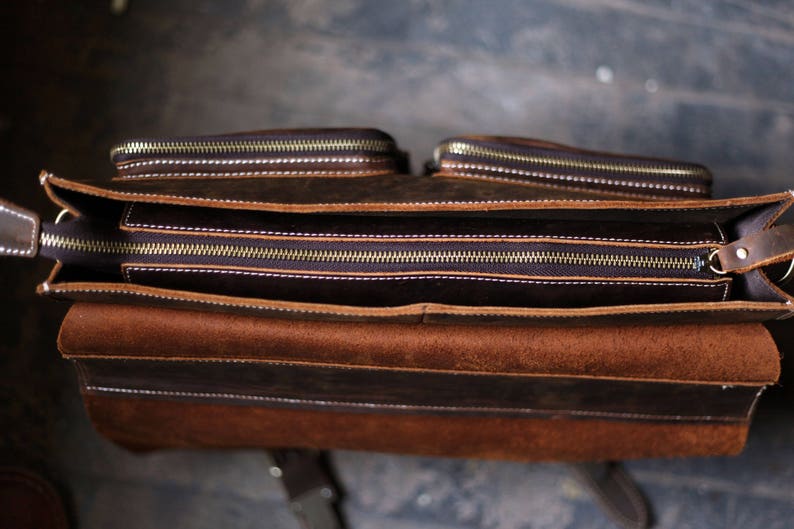 Custom Danbury Men's Leather Messenger Bag image 3