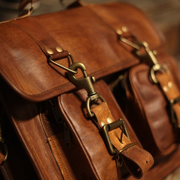 Leather Messenger Bag Man Bag Briefcase Rivington