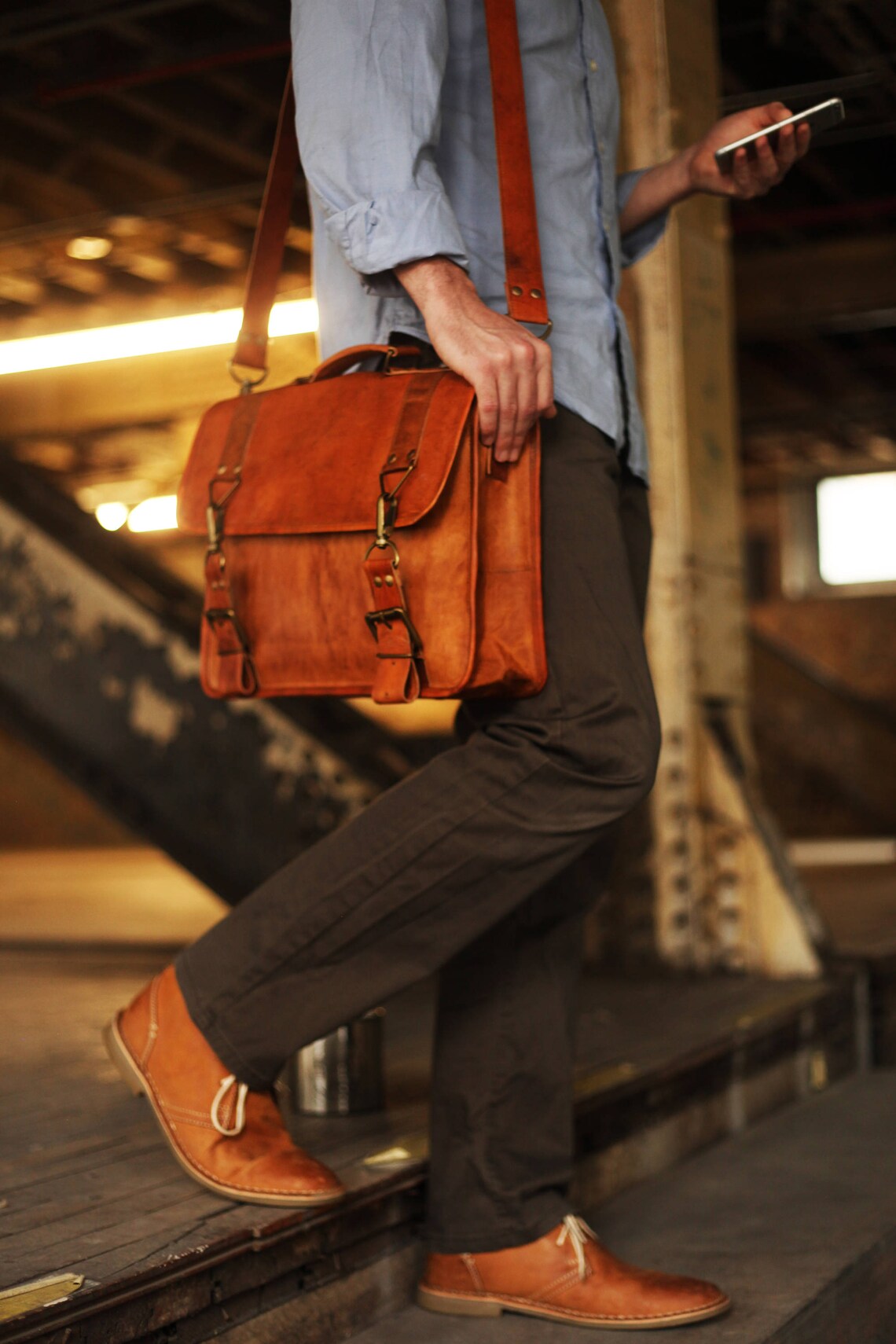 Custom Calgary Men's Leather Messenger Bag Etsy