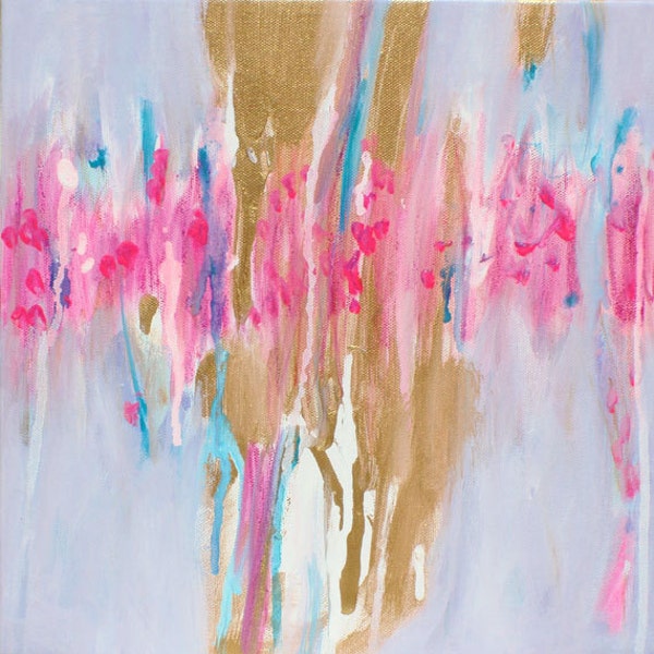 Abstract Painting Gold Pink, Abstract Painting Canvas Print, Gold Abstract Wall Art Print, Pink Gold Painting, Pastel Abstract Wall Art