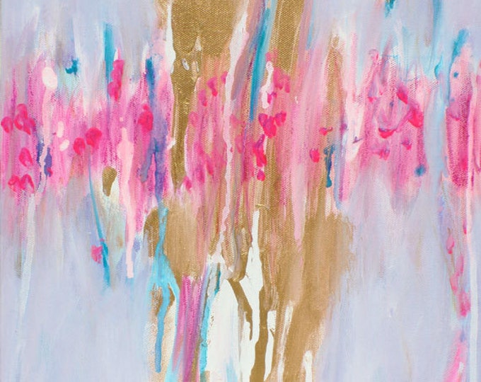 Abstract Painting Gold Pink Abstract Painting Canvas Print Etsy
