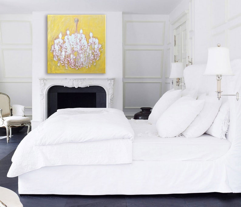 Gold Chandelier Wall Art Pink Gold Chandelier Painting Gold Etsy