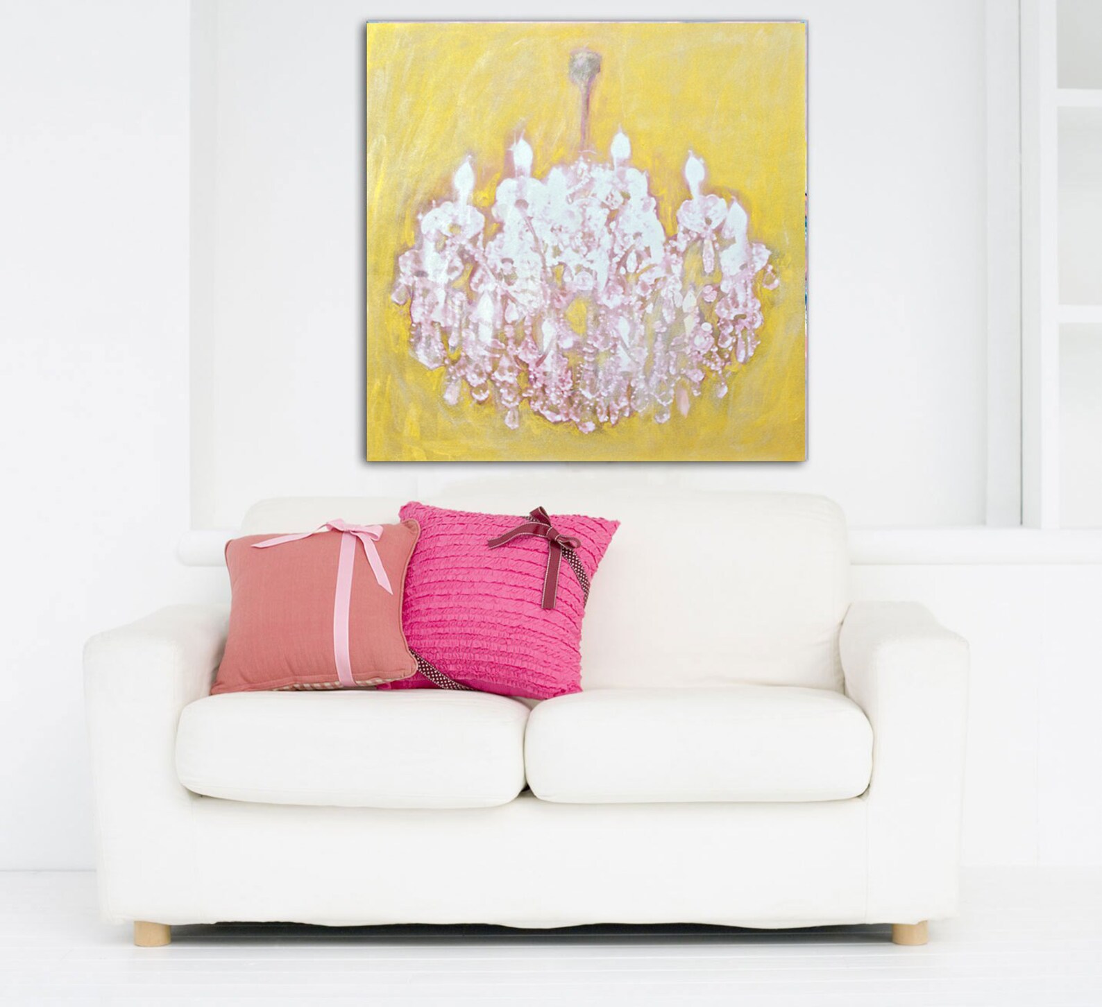 Gold Chandelier Wall Art Pink Gold Chandelier Painting Gold Etsy