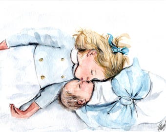 Child Watercolor illustration (Hand-painted)