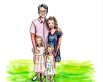 Family Watercolor illustration (Hand-painted)