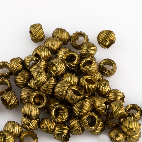 Rare antiquité Français perles de torse vermeil, taille 7, 2x3mm, sac 5 gr. b17-107