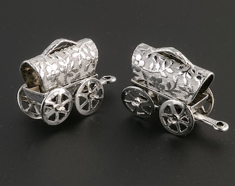 10piece//lot Wagon Charm Antiqued silver Tone Covered Wagon Charm pendant 24x14mm