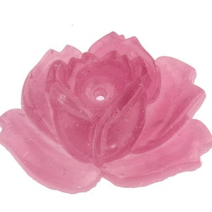 Vintage Japanese Cherry Brandmolded translucent  glass rose in rose quartz. 27x20mm. Pkg of 1. b5-509d