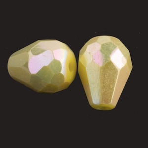 Vintage faceted AB glass teardrop. Germany. 10x8mm. Pkg of 4. b11-yo-0864-1