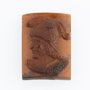 Vintage West German glass classical warrior stone. 12x18mm. Pkg of 1. b5-504