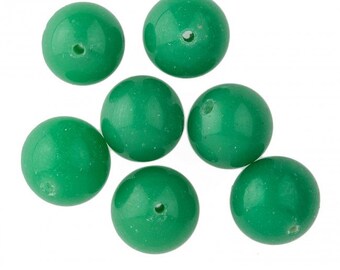 Rondas de vidrio verde jade japonés vintage. 11 mm. Paquete de 10. B11-GR-0560