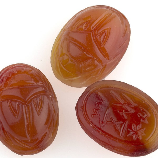 Vintage carnelian glass cabochons. 11x14mm. Pkg of 1. B5-0241