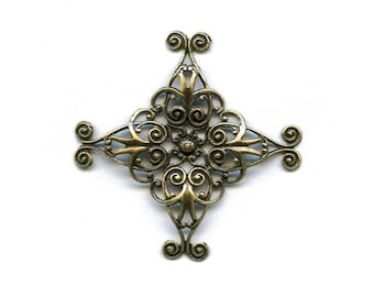 Oxidized brass filigree wrap. 35mm. Sold individually. b9-2217