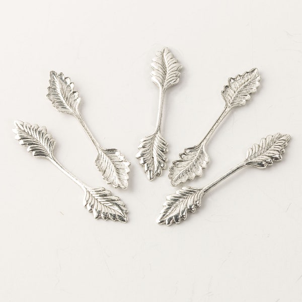 Sterling silver plated fold over bail with leaf design. 35x5mm. Pkg. of 4. b9-2299-1s