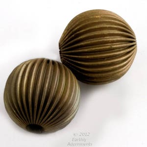 Vintage brass melon bead. 16mm. Pkg of 2. b18-0171-4