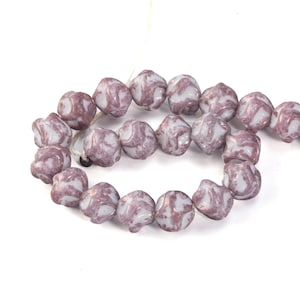 West German Picasso Pinched Glass Lilac and White Rounds. 8mm. Pkg 50. B11-PP-0595