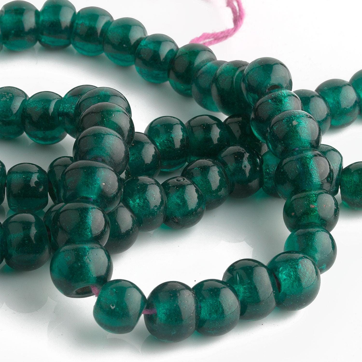 Antique Chinese Translucent Teal Peking Glass Beads Average