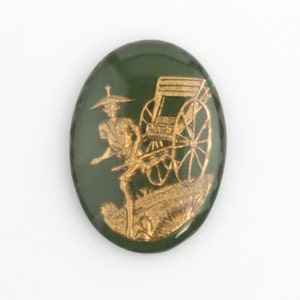 Chinese rickshaw carrier intaglio cabochon. Sold individually. 25x18mm. b5-949