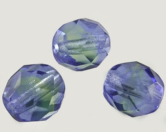 Czech blue and green faceted fire-polished glass beads. 8mm. Pkg of 20. b11-bl-0809
