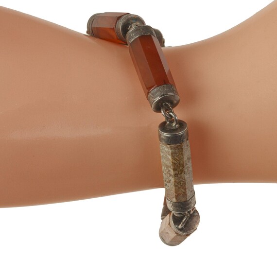 Victorian Scottish Hexagonal agate gemstone brace… - image 4