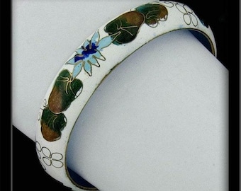 Vintage cloisonne enamel on brass bangle chinese import 1960s. bror816