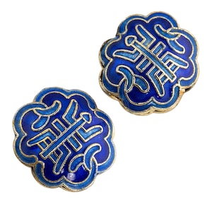 Hohle blaue Emaille flache Langlebigkeitsperlen. 18x10mm Packung mit 2 Stück
