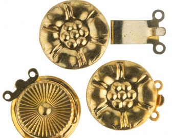 Vintage 2 strand solid brass daisy box clasp. 15mm. Sold individually. b8-0160