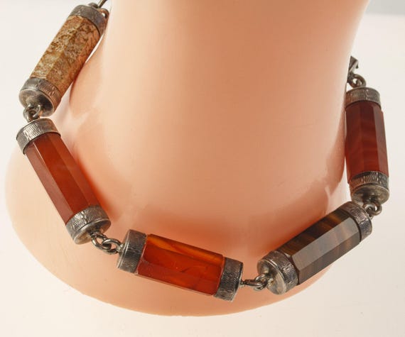 Victorian Scottish Hexagonal agate gemstone brace… - image 6